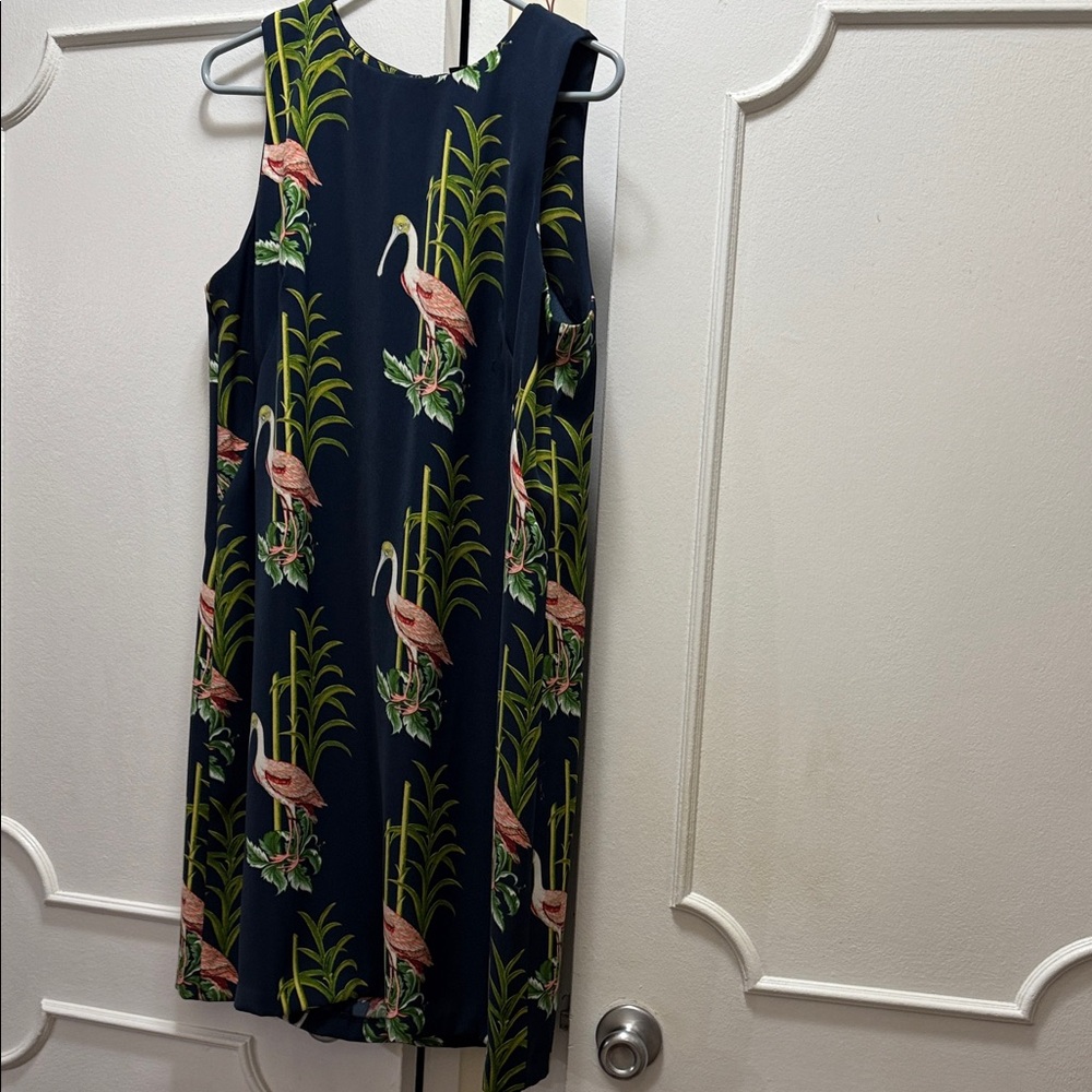Ann Taylor Factory Flamingo Print Mini Dress - Navy and Pink